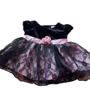 Black and pink lacy floral baby dress 0-3 month